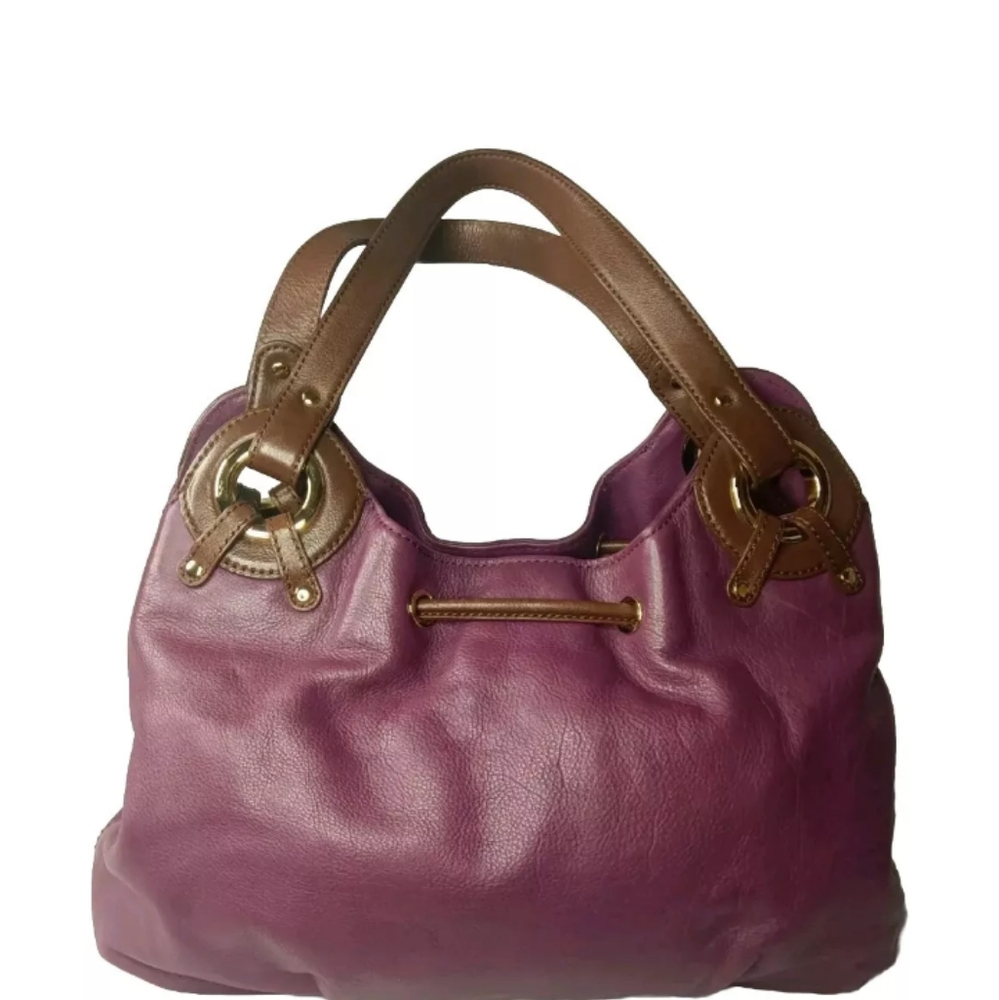 Michael Kors Plum Leather Satchel Handbag - Picture 2 of 10